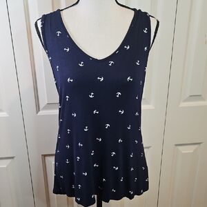 Maurices Dark Blue Anchor Pattern Tank Top Small